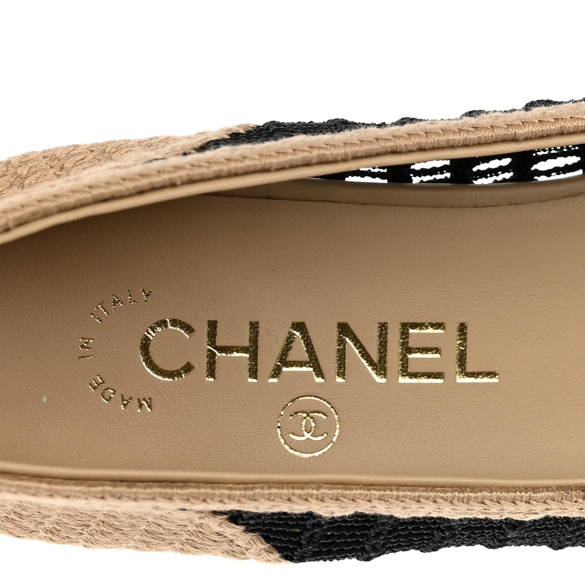 Raffia Cap Toe Ballerina Flats 38 Black Beige