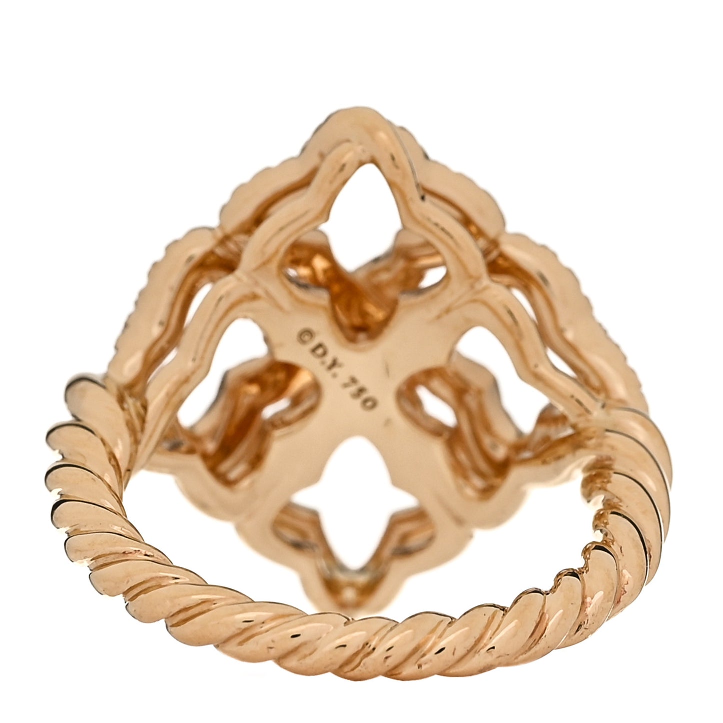 18K Yellow Gold Diamond 20mm Quatrefoil Cable Ring 51 5.75