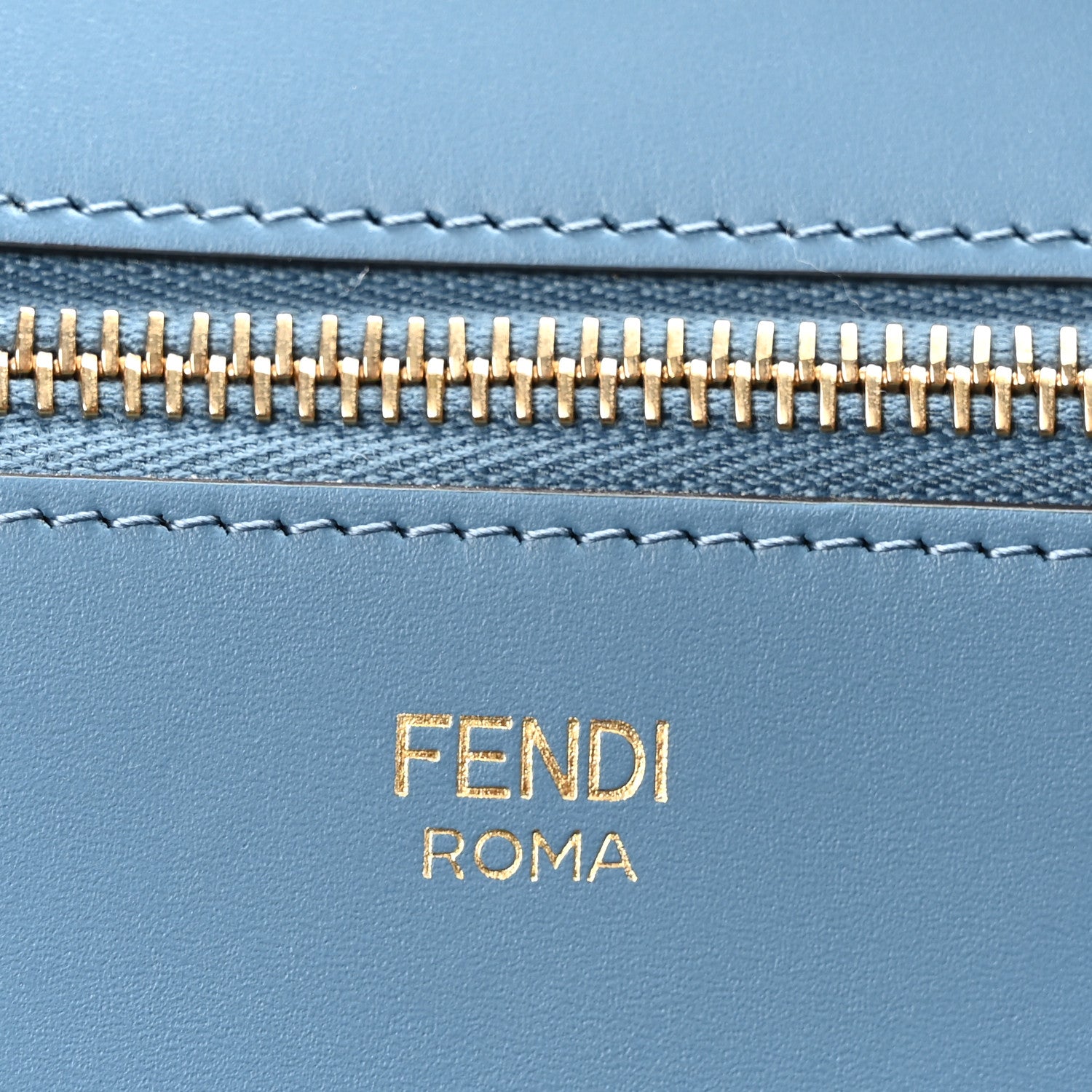 Fendi Pequin Vitello Effettto Denim Jacquard FF Reversible Large Shopping Tote Blue 9 of 16
