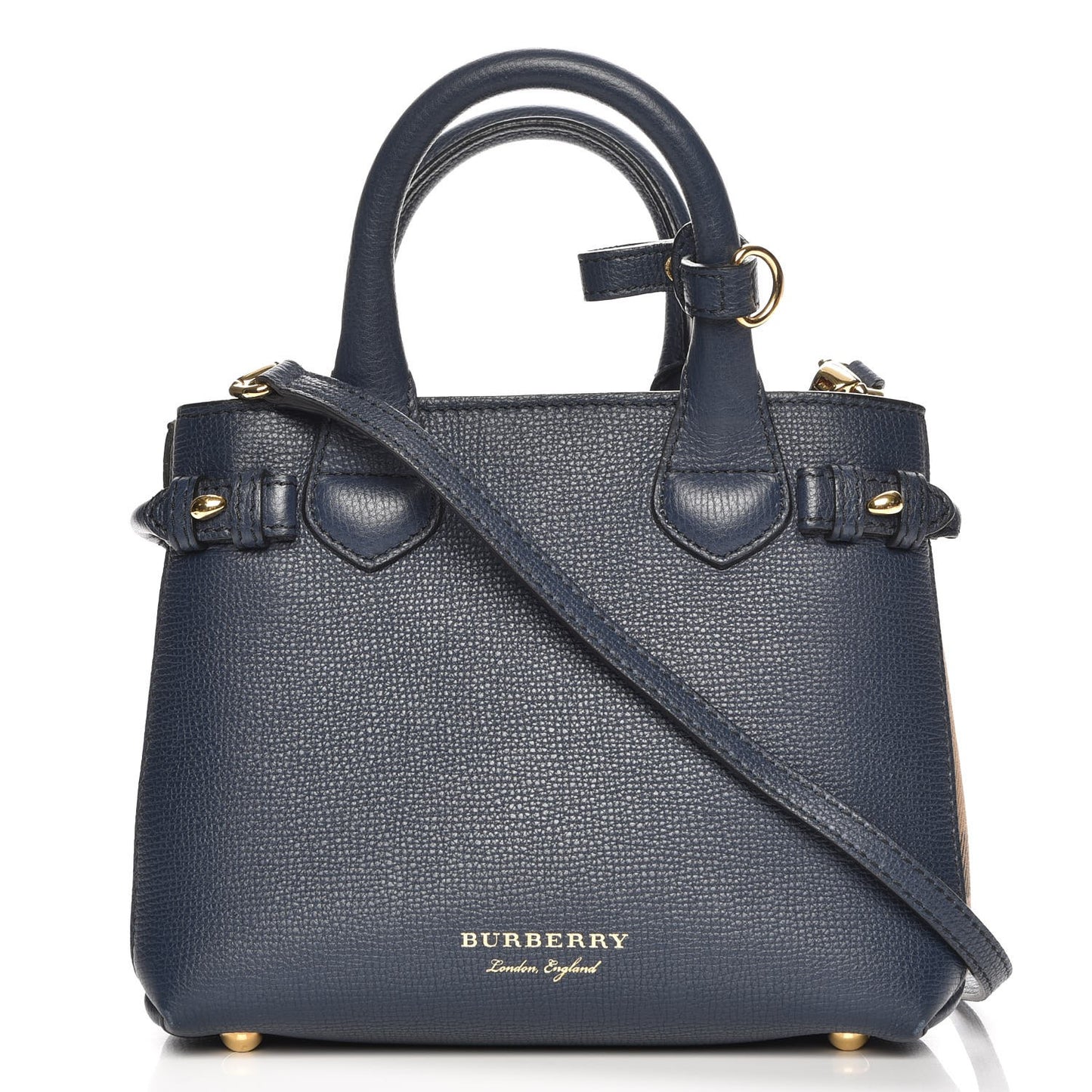 Grainy Calfskin House Check Baby Banner Tote Ink Blue