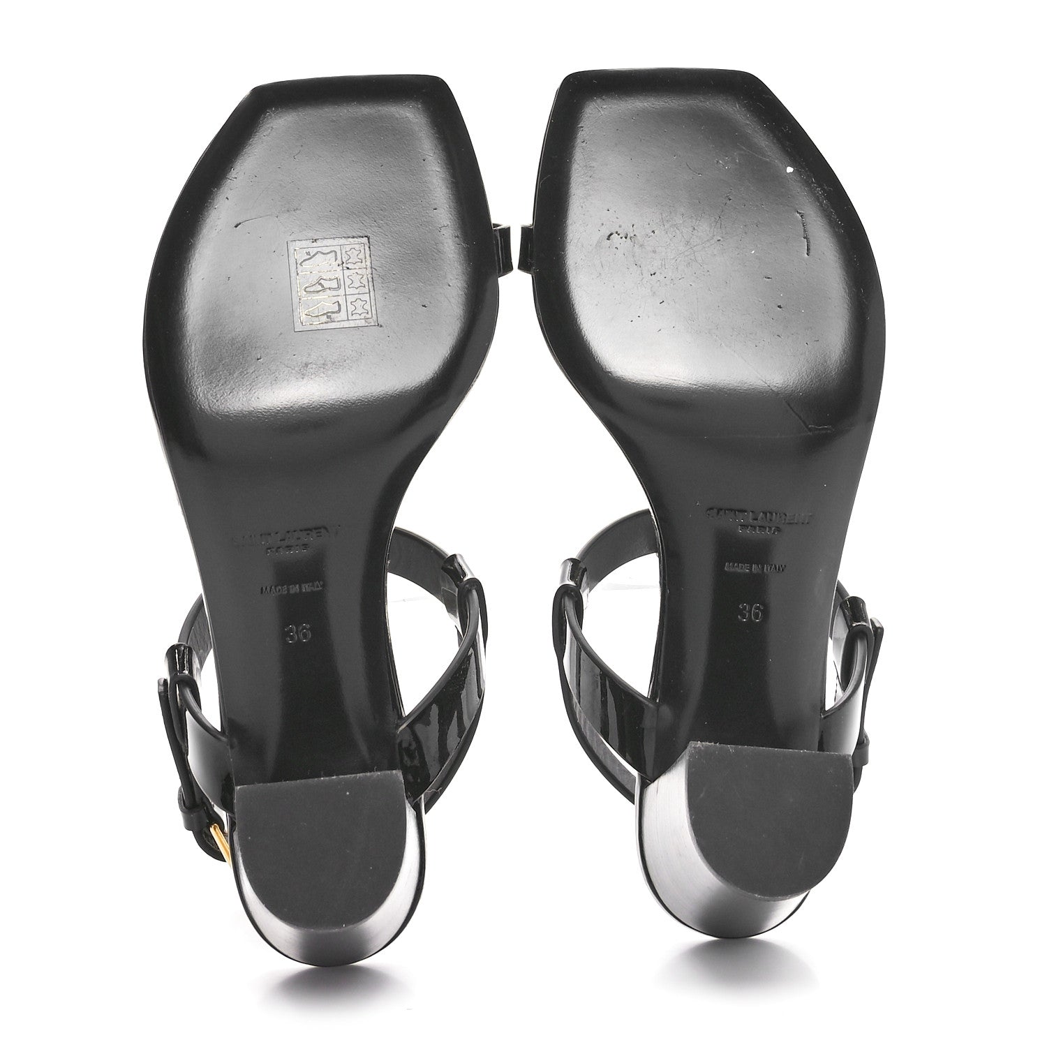 Saint Laurent Patent Calfskin Cassandra 75 Sandals 36 Black 6 of 8
