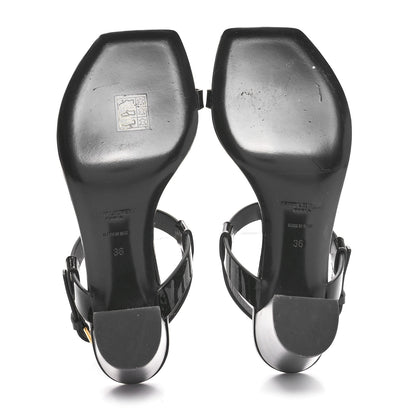 Saint Laurent Patent Calfskin Cassandra 75 Sandals 36 Black 6 of 8