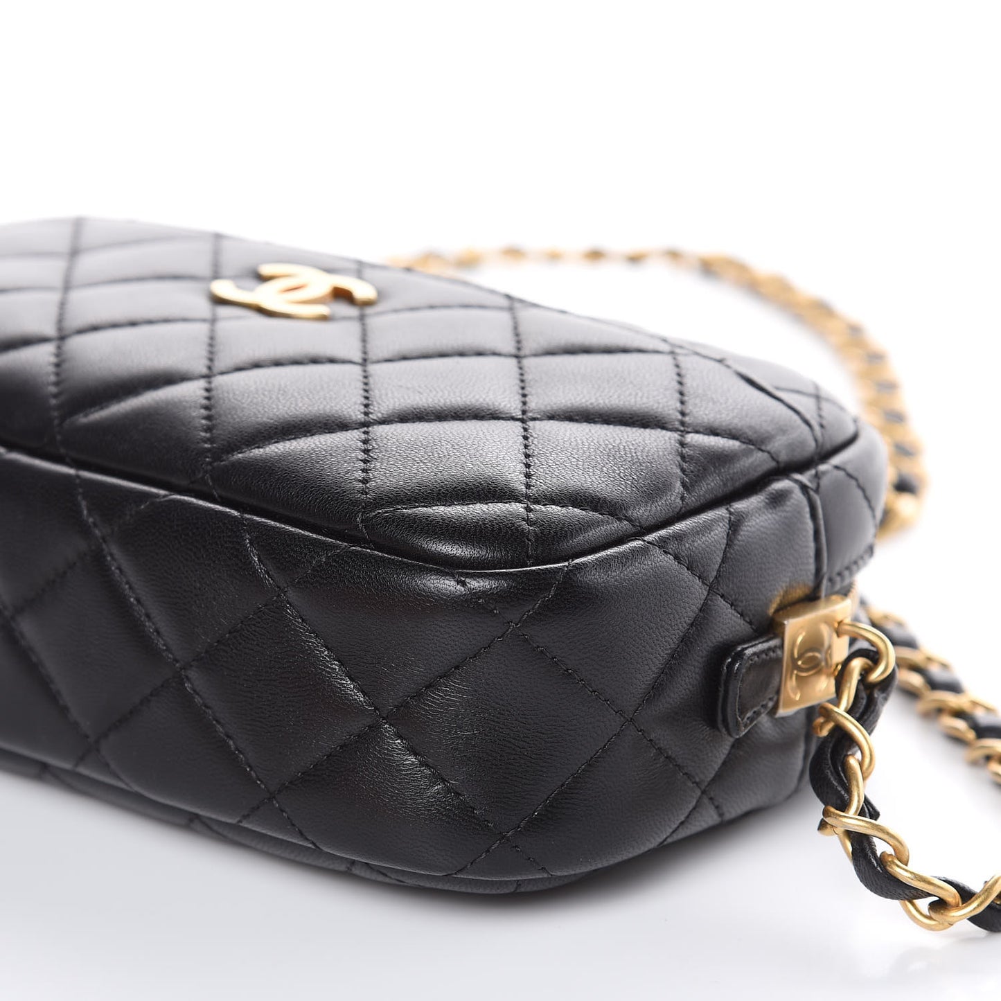 Lambskin Quilted Small Timeless Camera Case Black