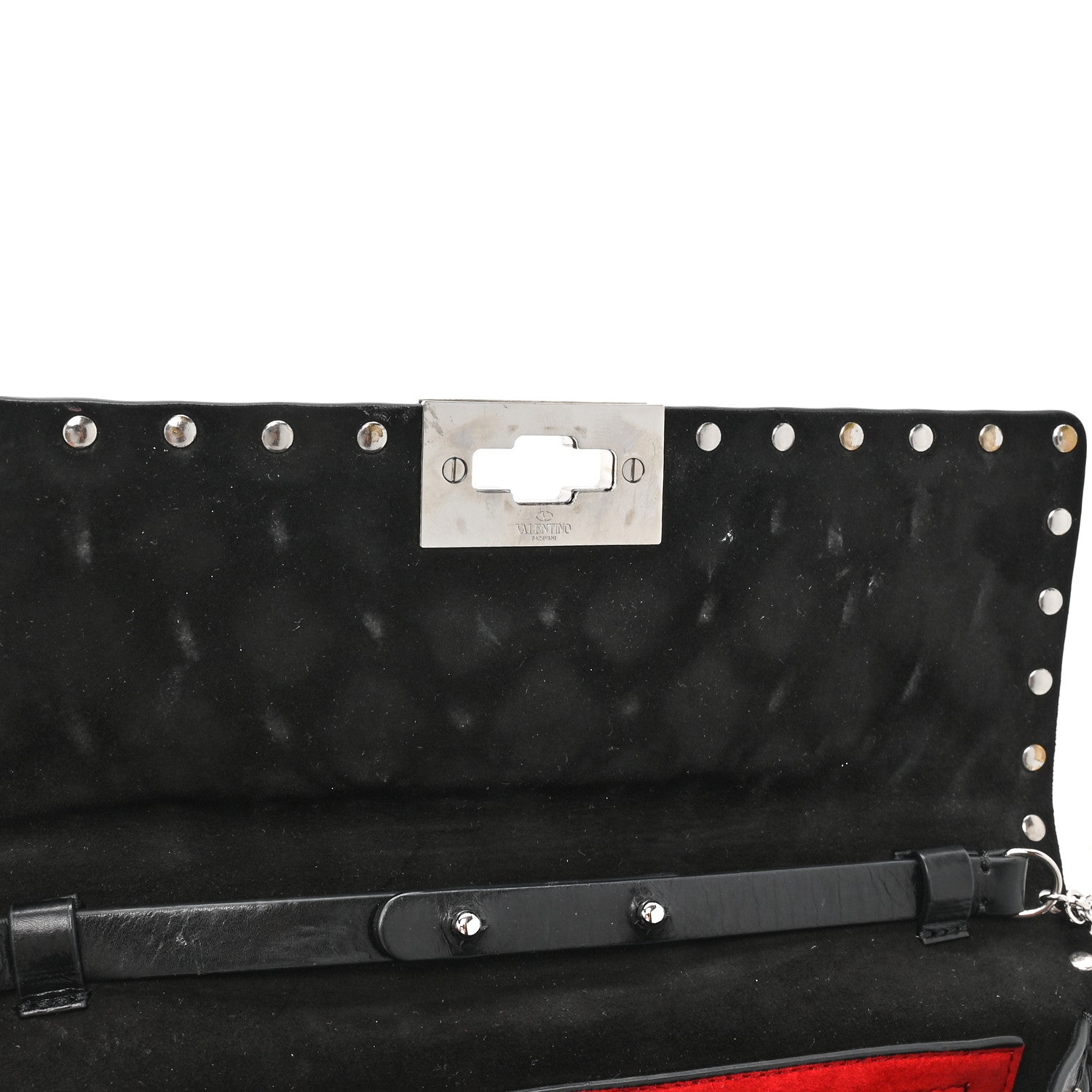 Valentino Garavani Craquele Nappa Beaded Rockstud Spike Wallet on Chain Black 12 of 13