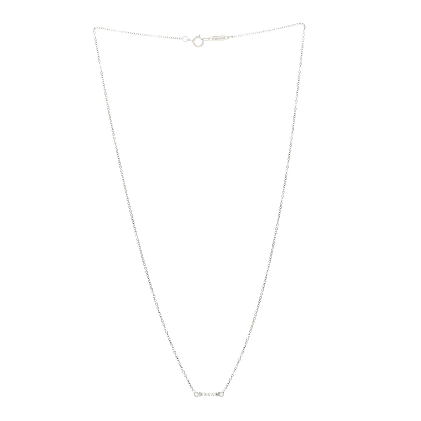 Platinum Diamond Fleur de Lis Key Bar Pendant Necklace