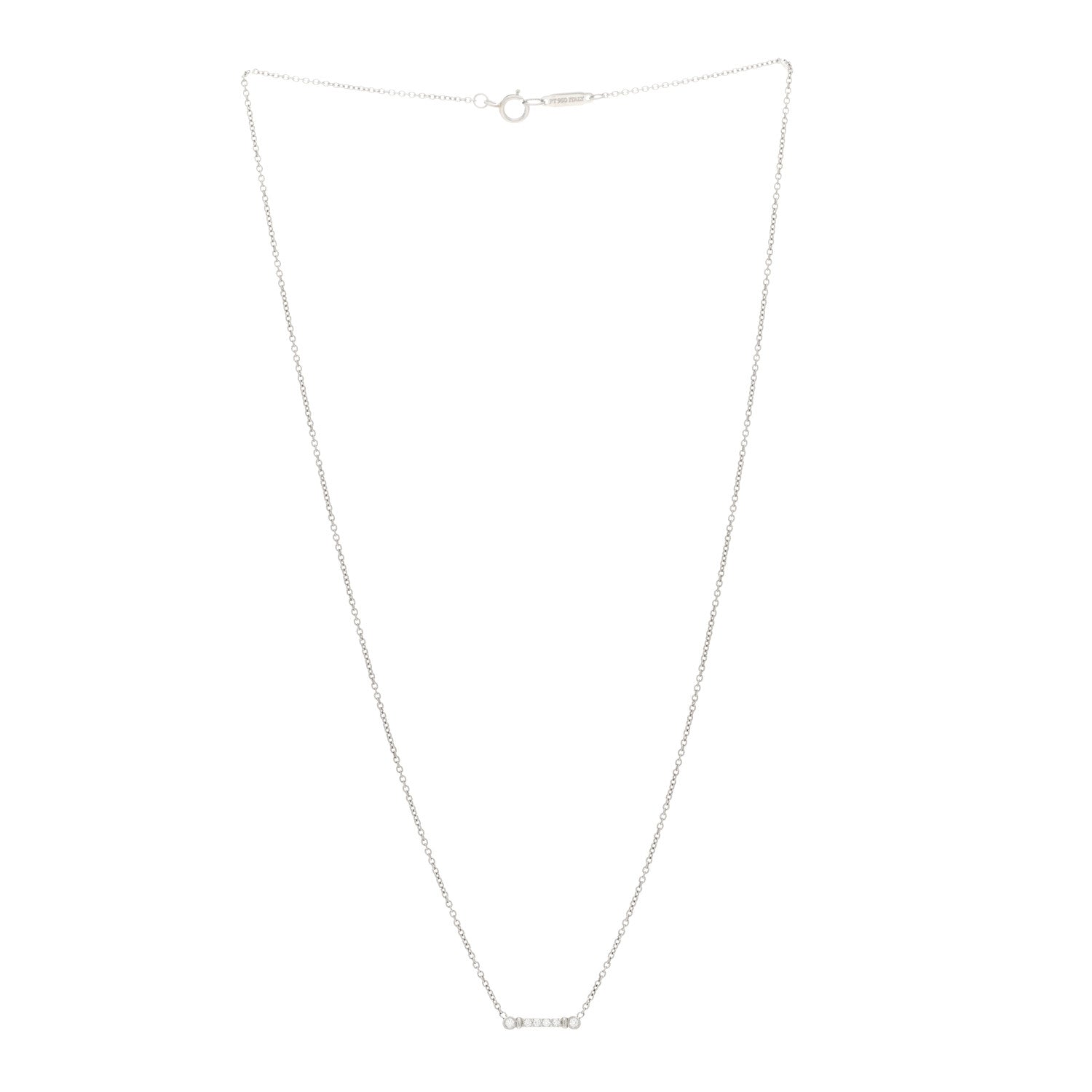 Tiffany Platinum Diamond Fleur de Lis Key Bar Pendant Necklace 2 of 4