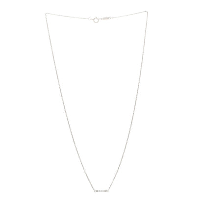 Tiffany Platinum Diamond Fleur de Lis Key Bar Pendant Necklace 2 of 4