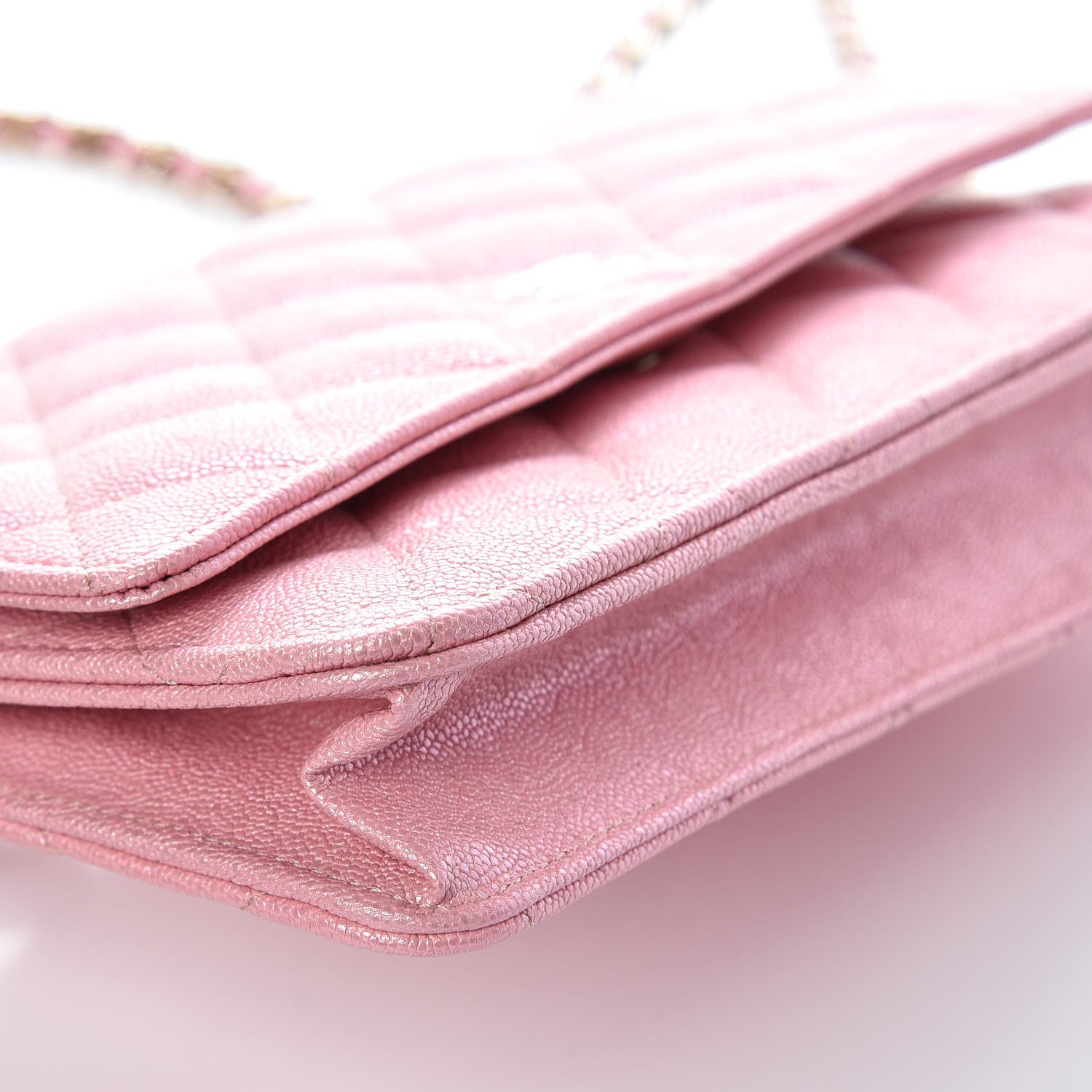 Chanel Iridescent Caviar Quilted Wallet on Chain WOC Rose Pink 10 of 11