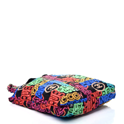 Chanel Caviar Fabric Graffiti Foldable Tote Bag With Chain Black Multicolor 8 of 17