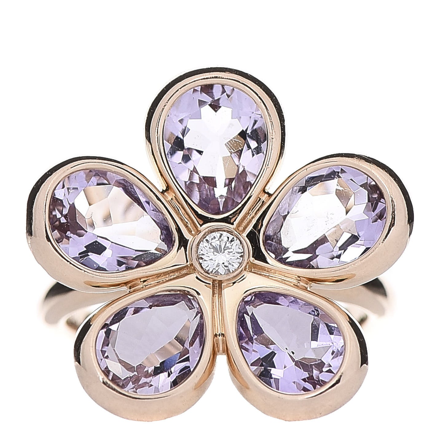 18K Rose Gold Diamond Amethyst Sparklers Flower Ring 46 3.75