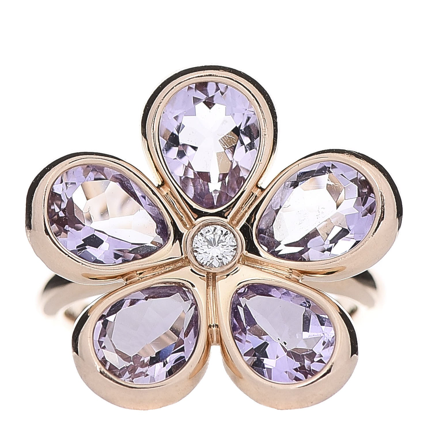 Tiffany 18K Rose Gold Diamond Amethyst Sparklers Flower Ring 46 3.75 1 of 6