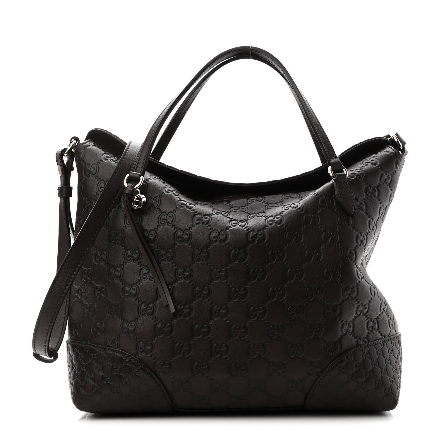 Gucci Guccissima Medium Bree Foldover Tote Chocolate 1 of 10