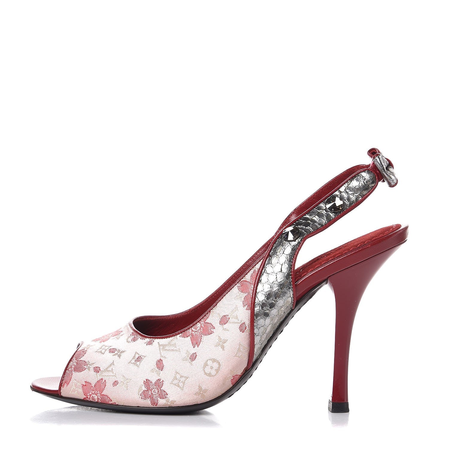 Louis Vuitton Satin Monogram Cherry Blossom Slingback Pumps 38 Rose 1 of 12