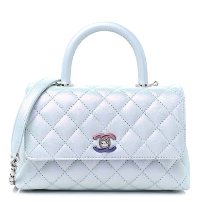 Chanel Iridescent Caviar Quilted Mini Coco Handle Flap Light Blue 1 of 9
