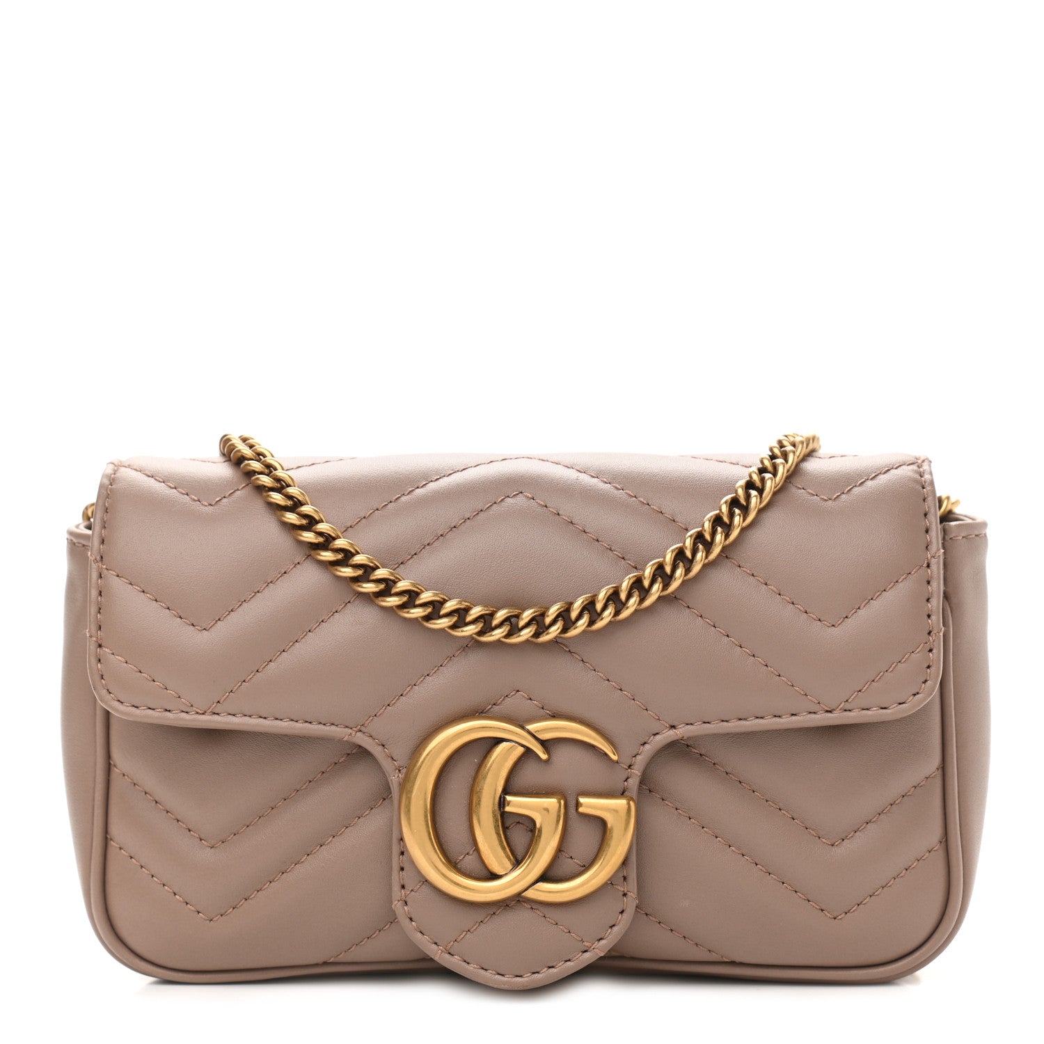 Gucci Calfskin Matelasse Super Mini GG Marmont Shoulder Bag Porcelain Rose 1 of 11