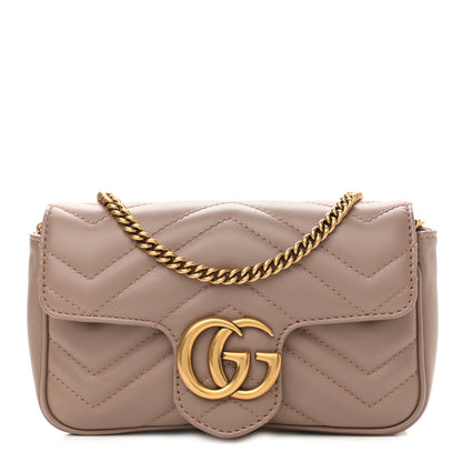 Gucci Calfskin Matelasse Super Mini GG Marmont Shoulder Bag Porcelain Rose 1 of 11