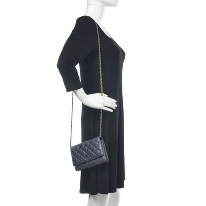 Chanel Iridescent Goatskin Quilted Wallet On Chain WOC Purple 2 of 10