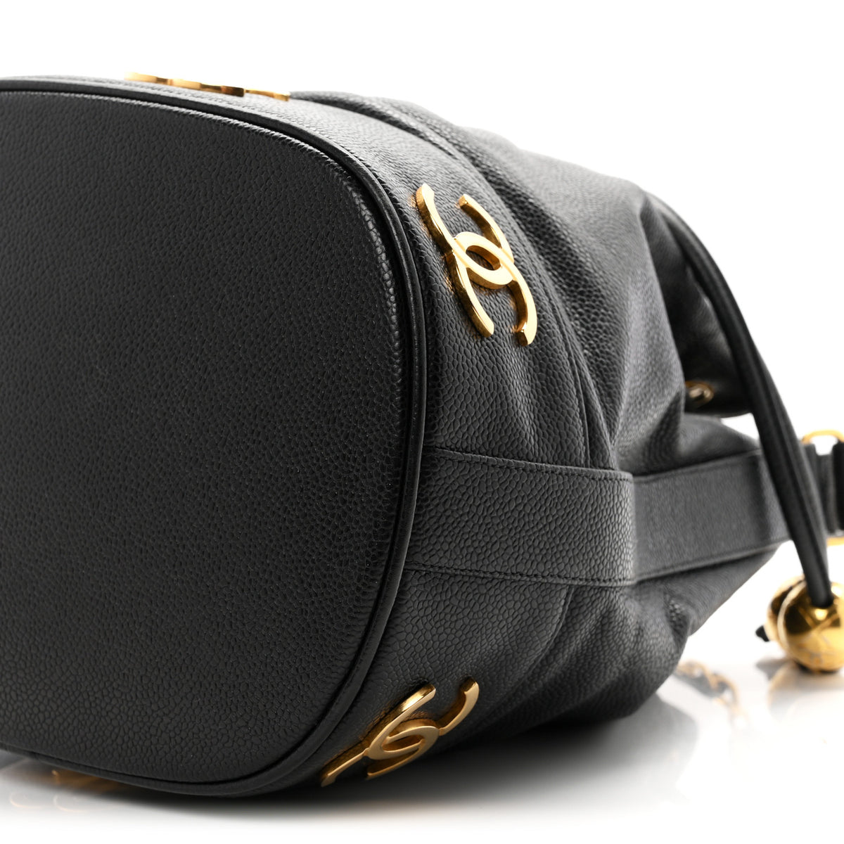 Caviar CC Drawstring Shoulder Bag Black