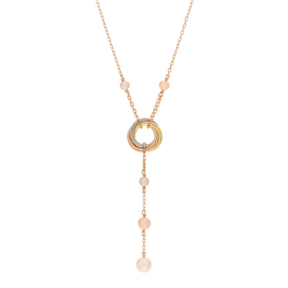 Cartier 18K Pink Yellow White Gold Pearl Trinity Drop Necklace 1 of 4