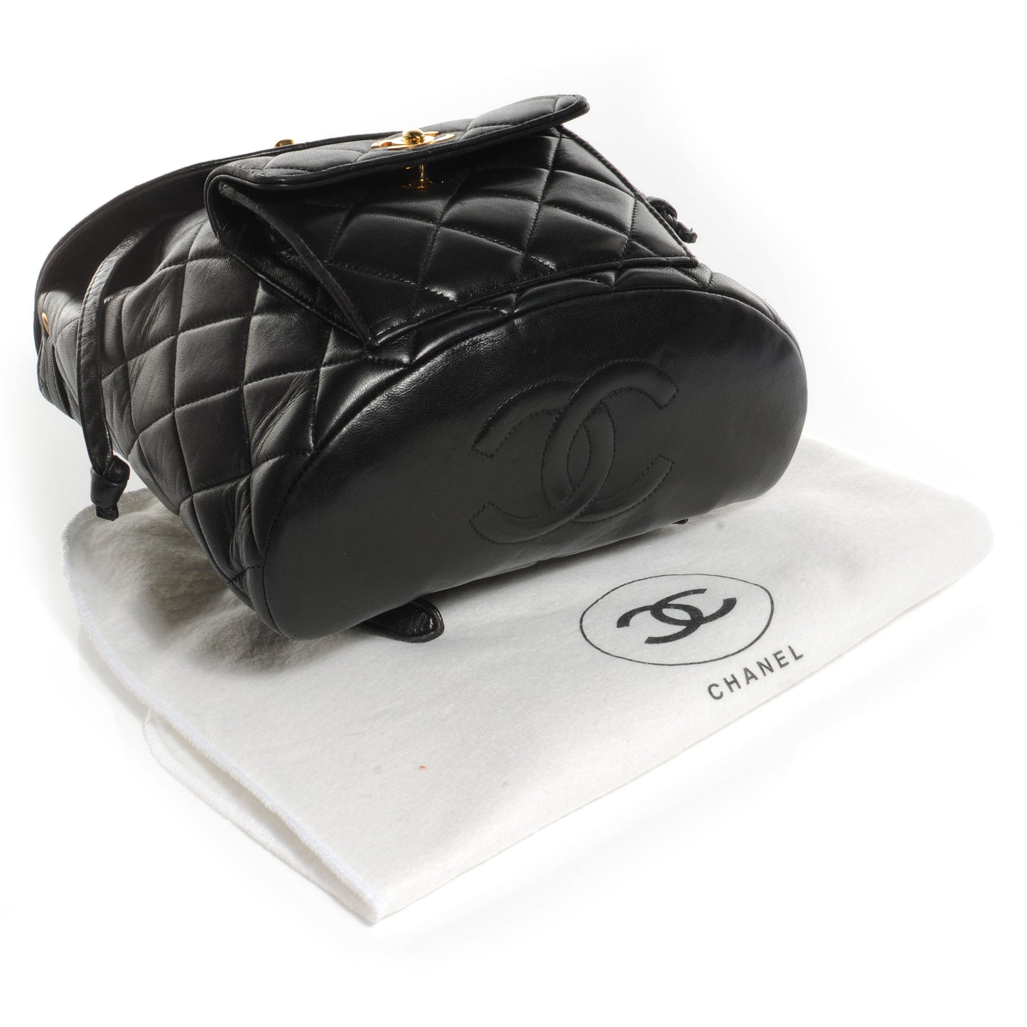 Lambskin Quilted Backpack Black