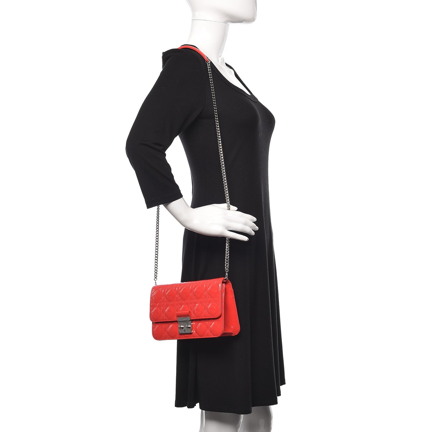 Patent Cannage Miss Dior Promenade Pouch Red