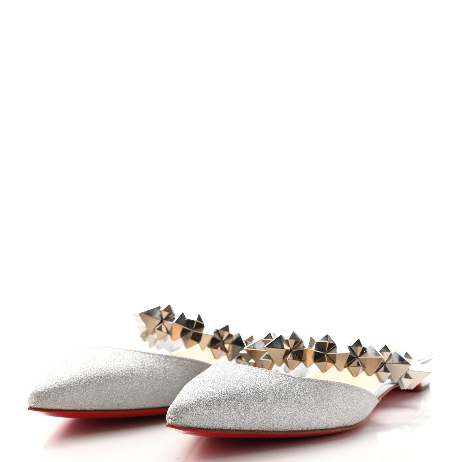 Christian Louboutin Mini Glitter Planet Choc Flat Mules 38.5 Silver 3 of 7