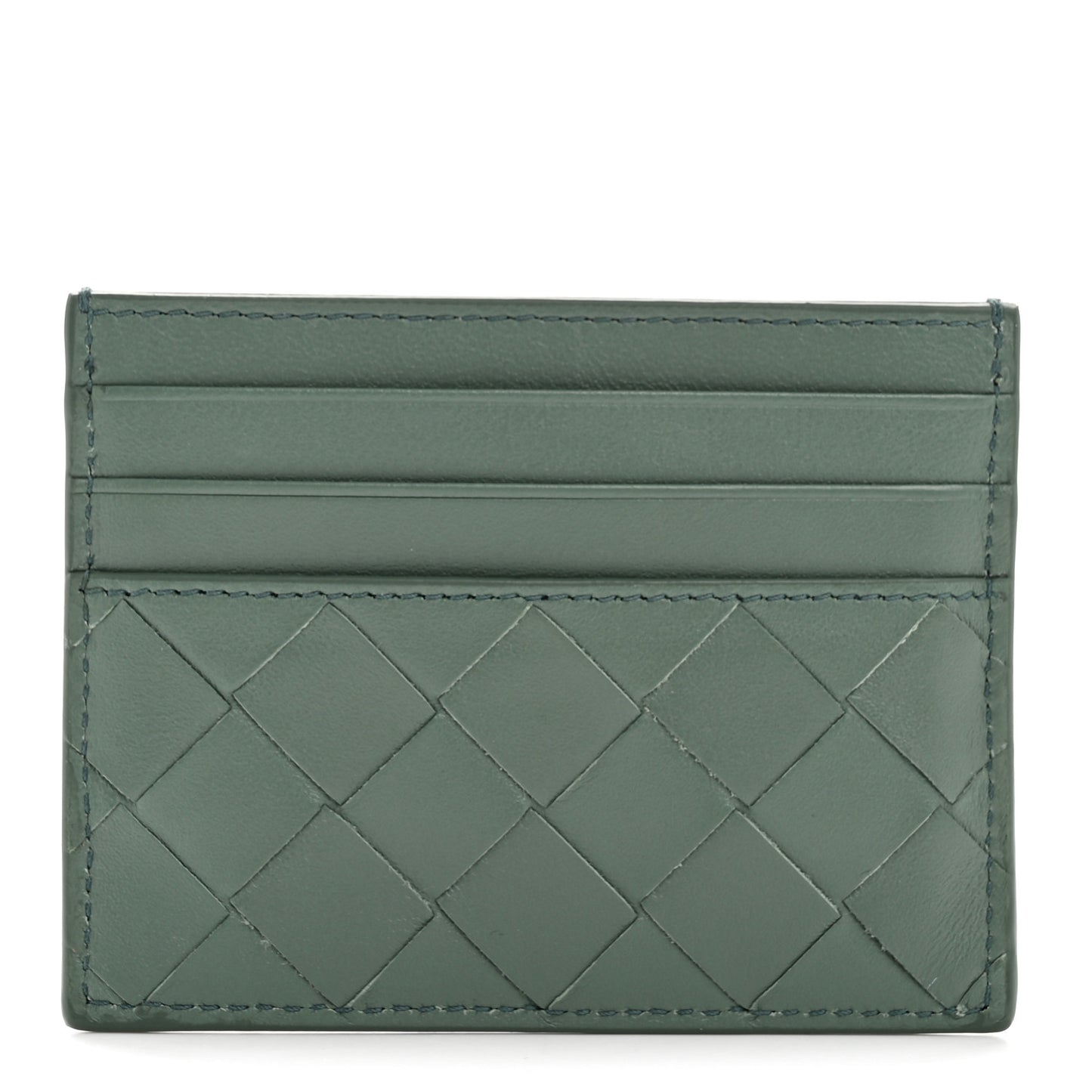 Nappa Intrecciato Card Holder Aloe