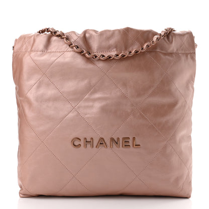 Chanel Metallic Calfskin Quilted Small Chanel 22 Pink 3 of 11
