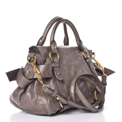 Miu Miu Vitello Lux Bow Bag Satchel Fumo 3 of 10