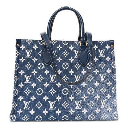 Louis Vuitton Monogram Jacquard Denim Onthego MM Bleu 1 of 9