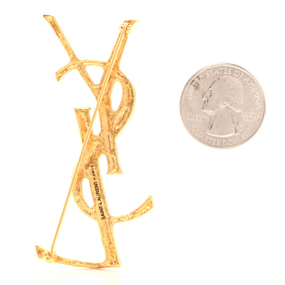 Saint Laurent Monogram Crocodile Opyum Brooch Gold 2 of 4