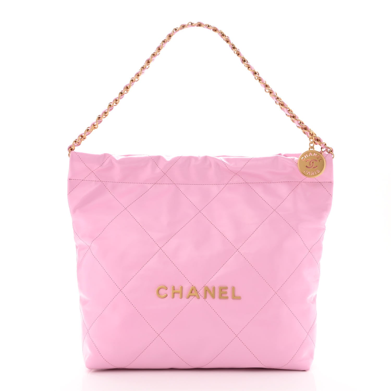 Chanel Shiny Calfskin Quilted Small Chanel 22 Pink 2 of 10