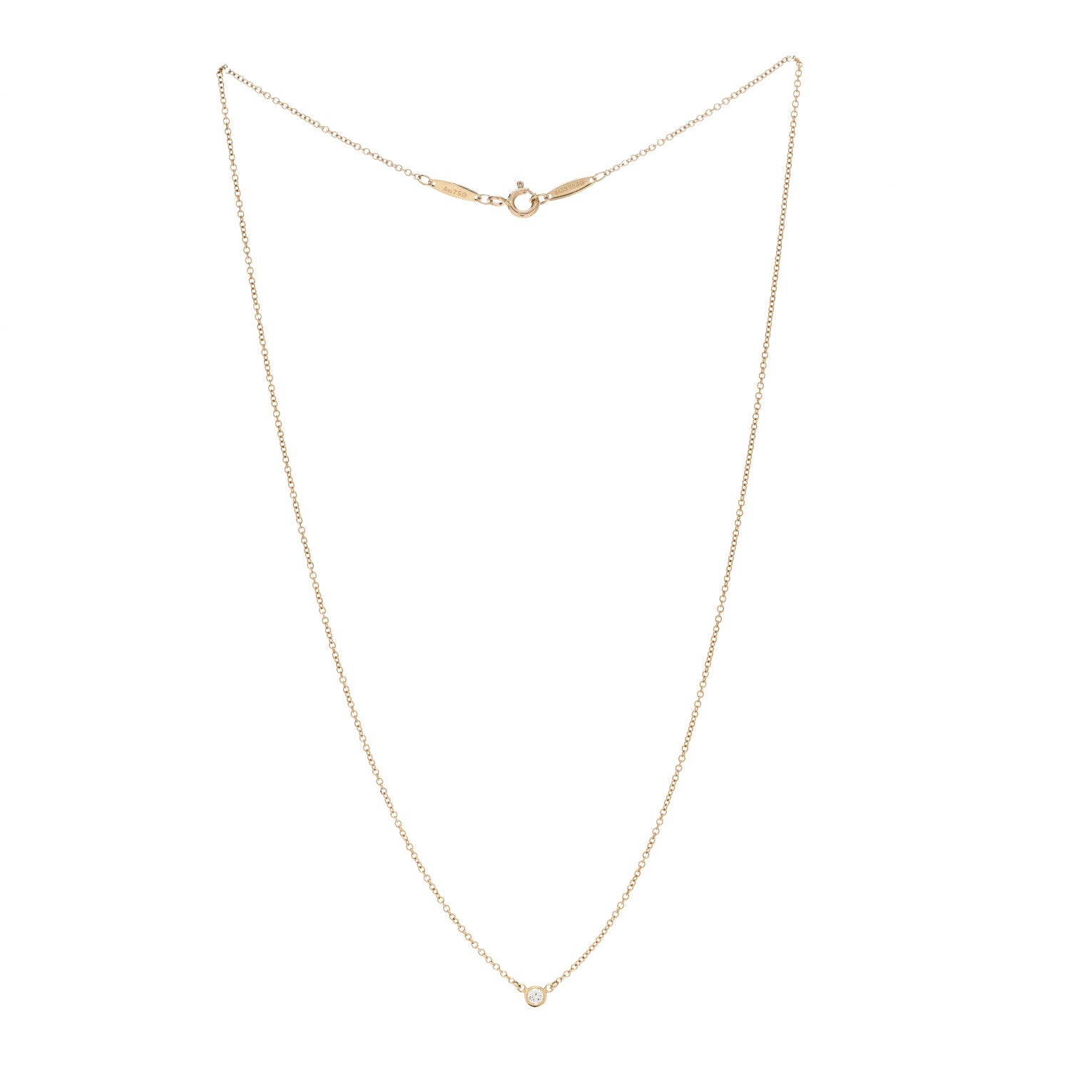 Tiffany 18K Yellow Gold Diamond .05ct Elsa Peretti Diamonds by the Yard Pendant Necklace 3 of 5