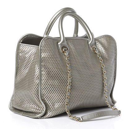 Chanel Metallic Calfskin Perforated Up In The Air Tote Silver 2 of 13