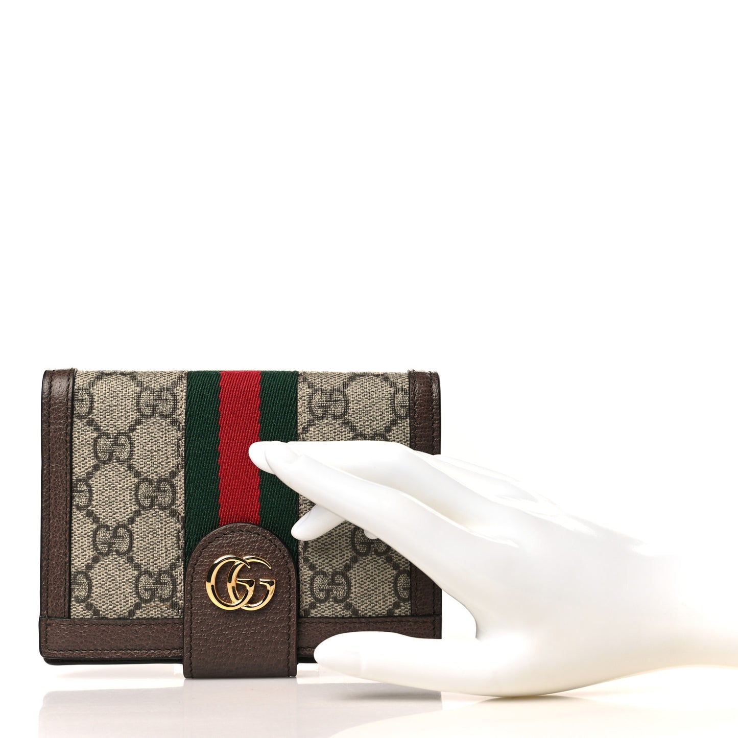 GG Supreme Monogram Web Ophidia Passport Case Beige New Acero