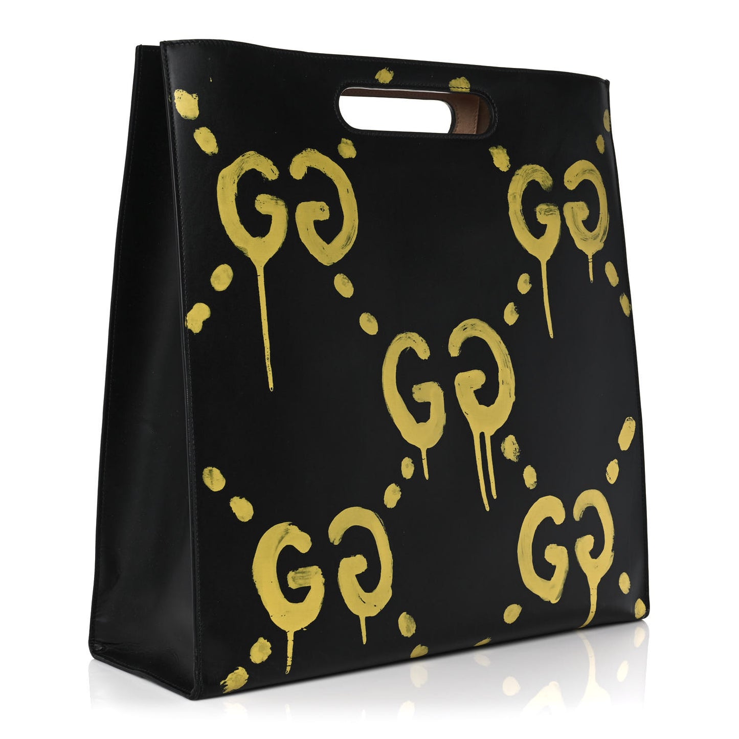 Calfskin GucciGhost Real Large XL Tote Black Yellow