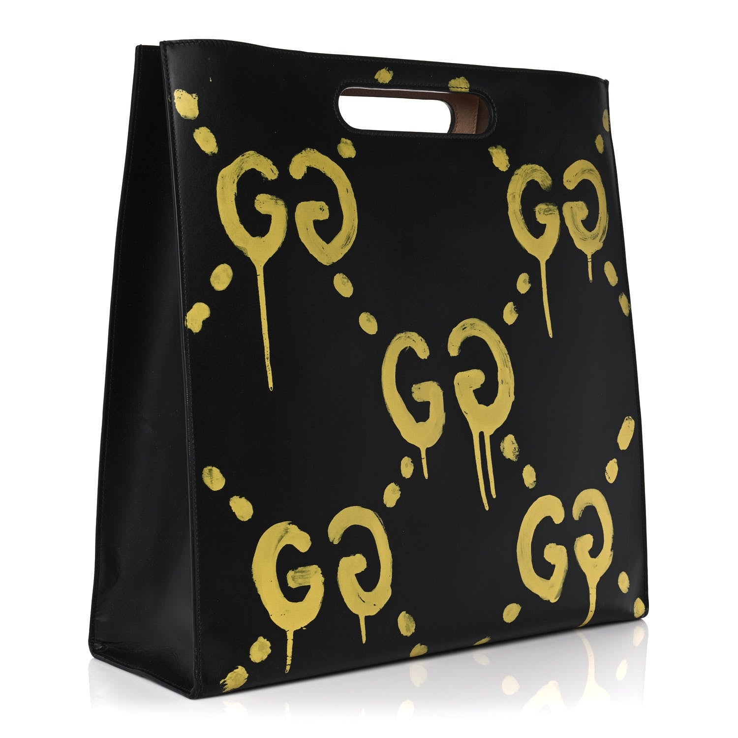 Gucci Calfskin GucciGhost Real Large XL Tote Black Yellow 2 of 9