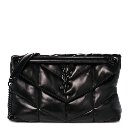 Saint Laurent Lambskin Quilted Monogram Monochrome Small Loulou Puffer Chain Satchel Black 1 of 13