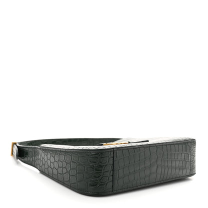 Saint Laurent Calfskin Crocodile Embossed LE 5 A 7 Hobo Vert Fonce 4 of 10