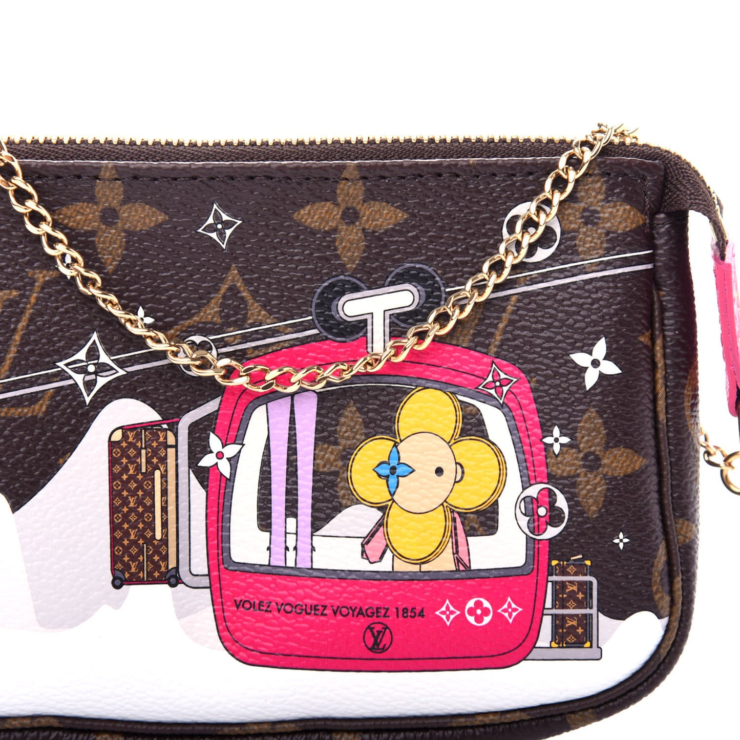 Monogram 2019 Christmas Animation Mini Courchevel Pochette Accessories Fuchsia