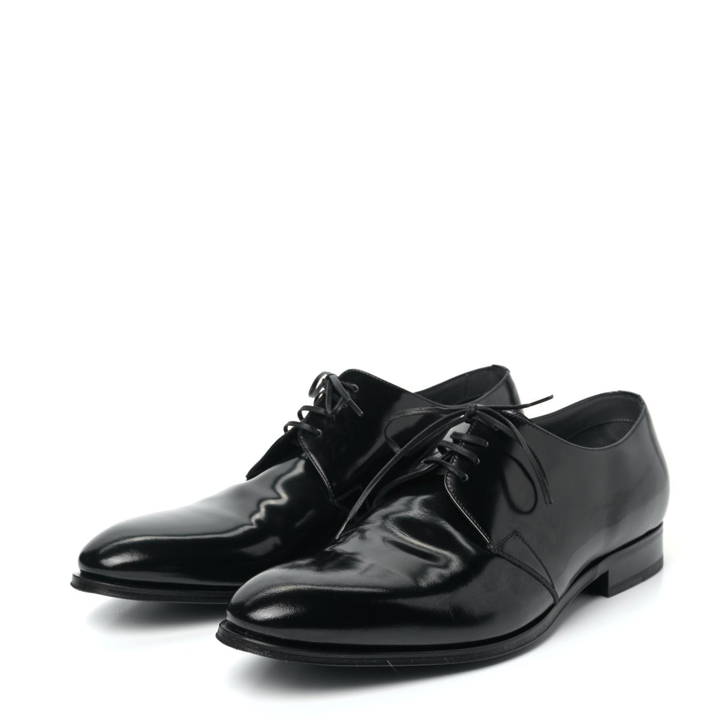 Polished Calfskin Mens Derby Shoe 44 Black