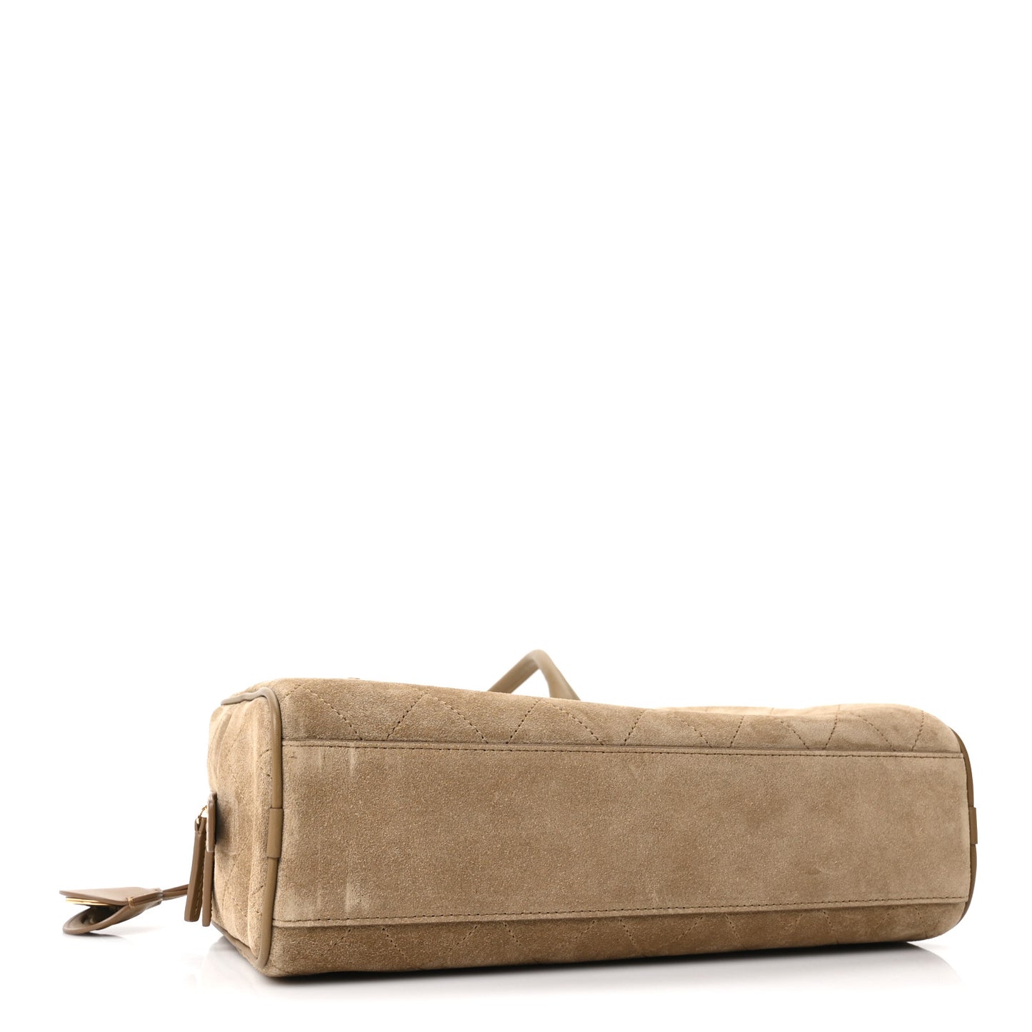Suede Calfskin Large Perfect Bowling Bag Dark Beige