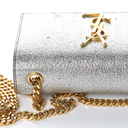 Saint Laurent Metallic Calfskin Small Classic Monogram Kate Satchel Pale Gold 18 of 18