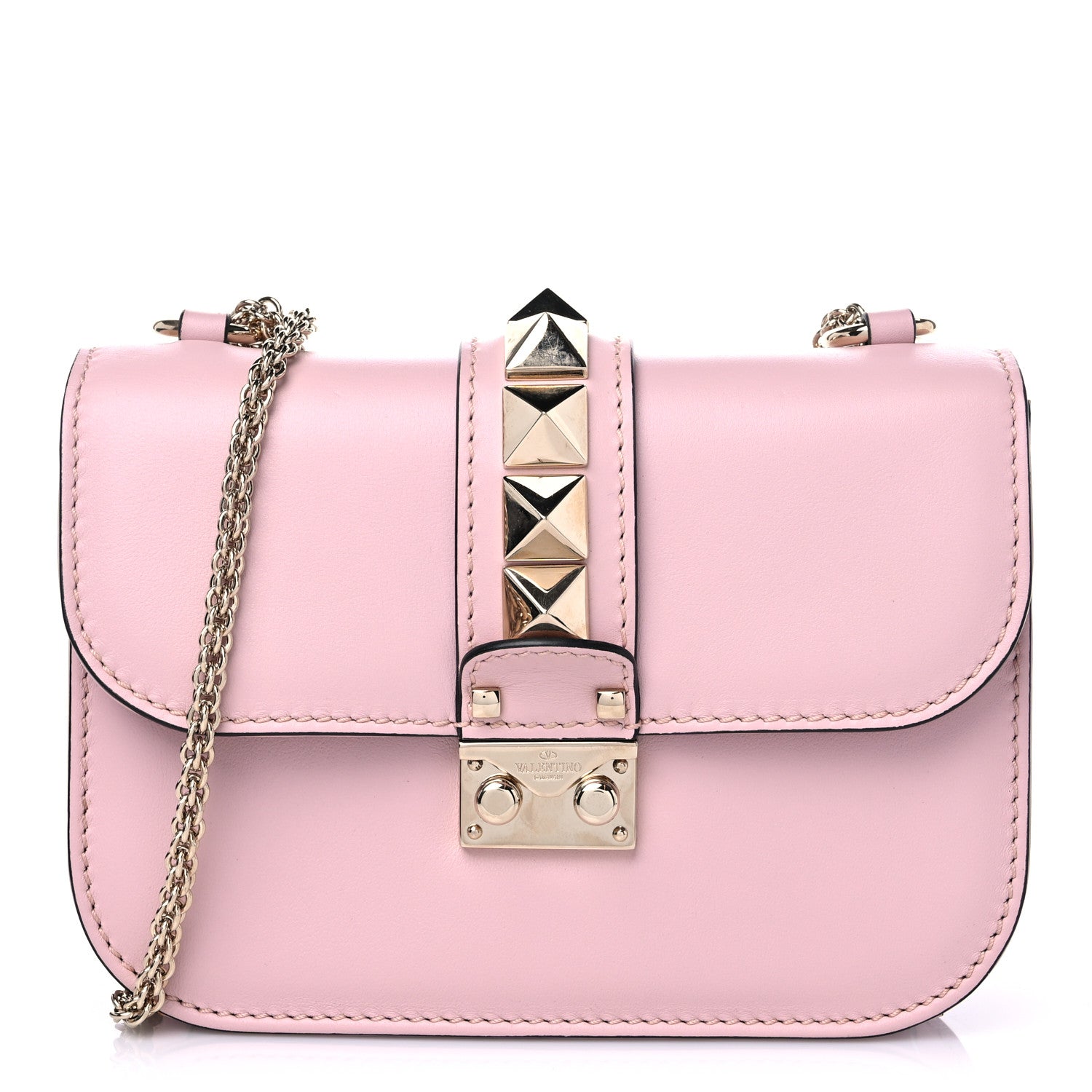 Valentino Garavani Vitello Small Glam Lock Rockstud Flap Water Rose 1 of 13