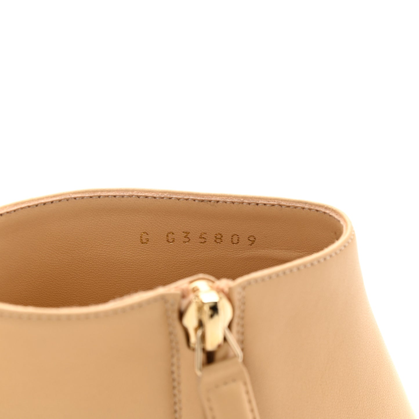 Lambskin Grosgrain Cap Toe Short Ankle Boots 37.5 Beige Black