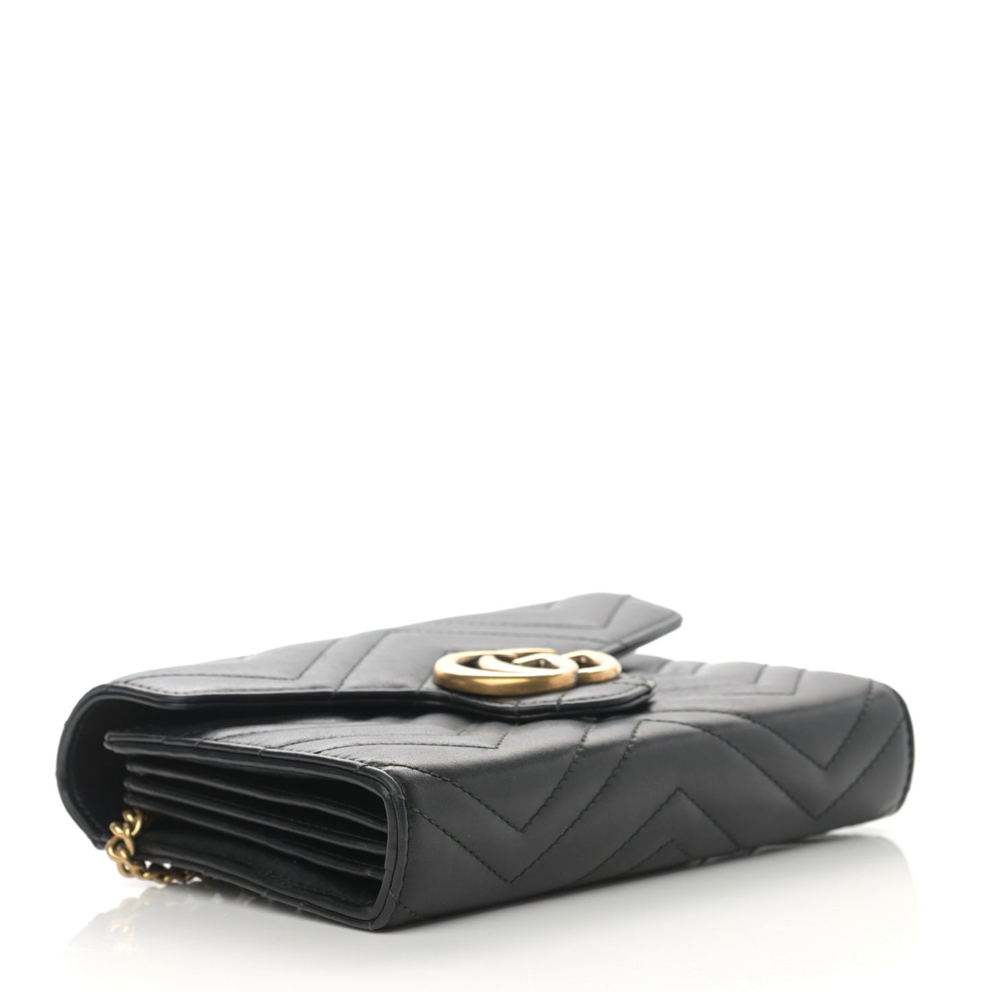 Calfskin Matelasse GG Marmont Chain Wallet Black