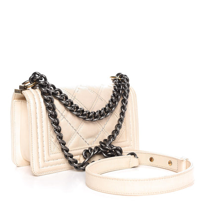 Chanel Calfskin Double Stitch Small Boy Flap White 3 of 13