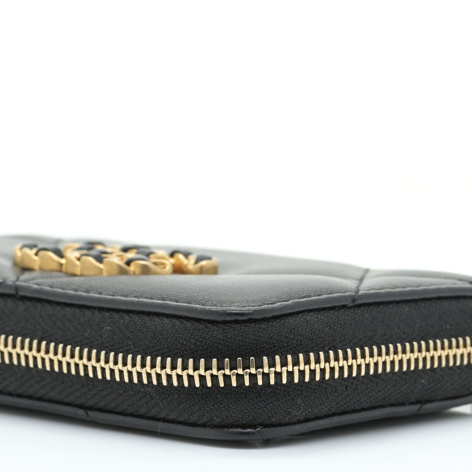 Chanel Lambskin Quilted Chanel 19 Zip Around Coin Purse Wallet Black 5 of 10