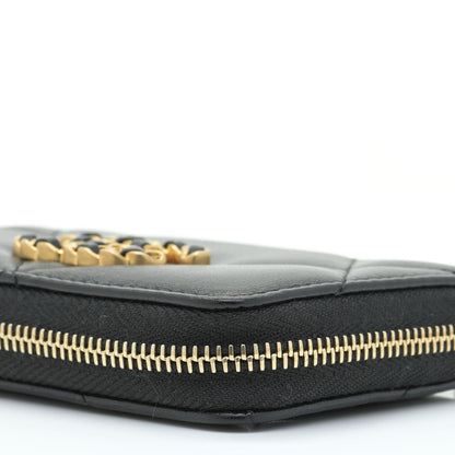 Chanel Lambskin Quilted Chanel 19 Zip Around Coin Purse Wallet Black 5 of 10