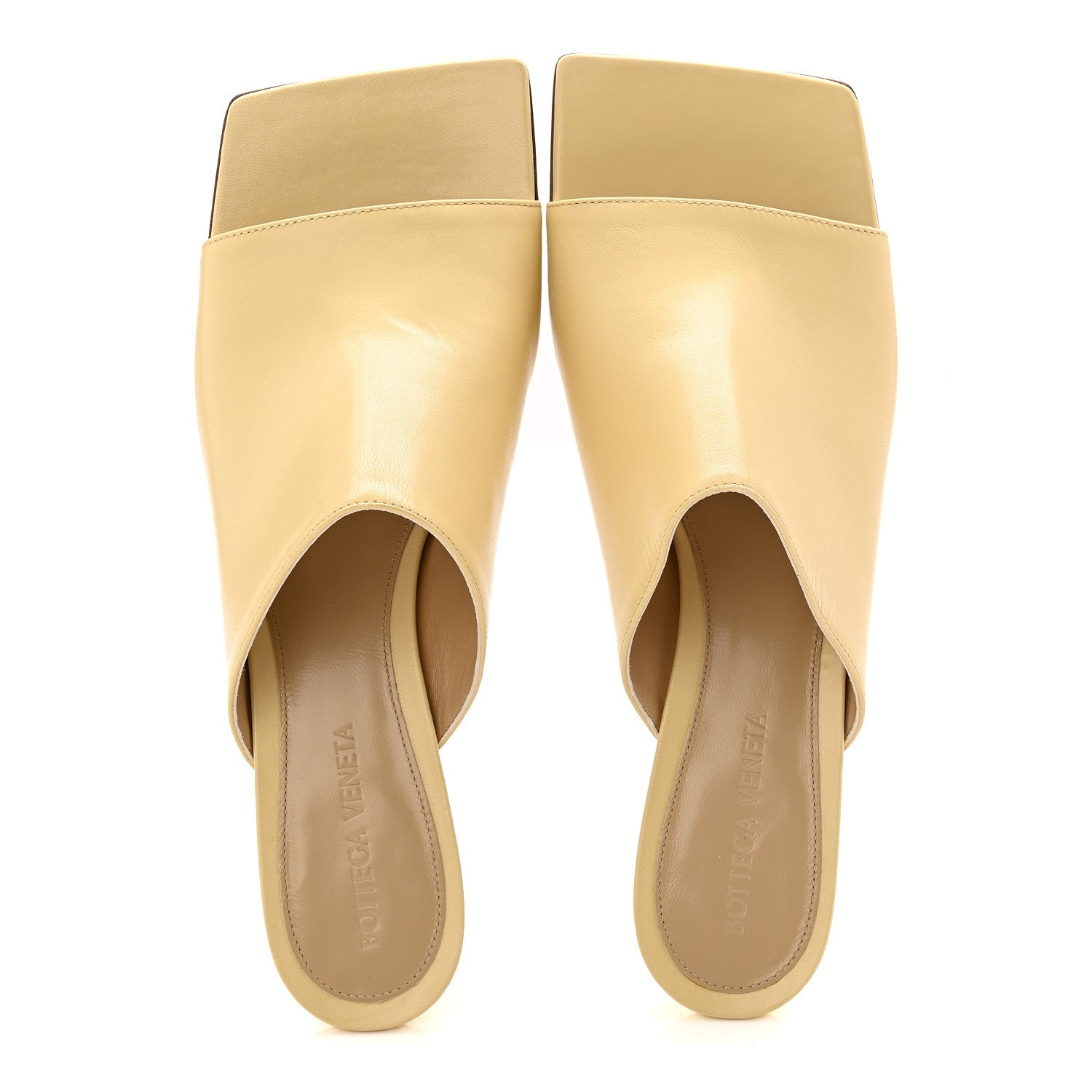 Bottega Veneta Lambskin Stretch Mule Sandals 37.5 Moon Beam 2 of 9